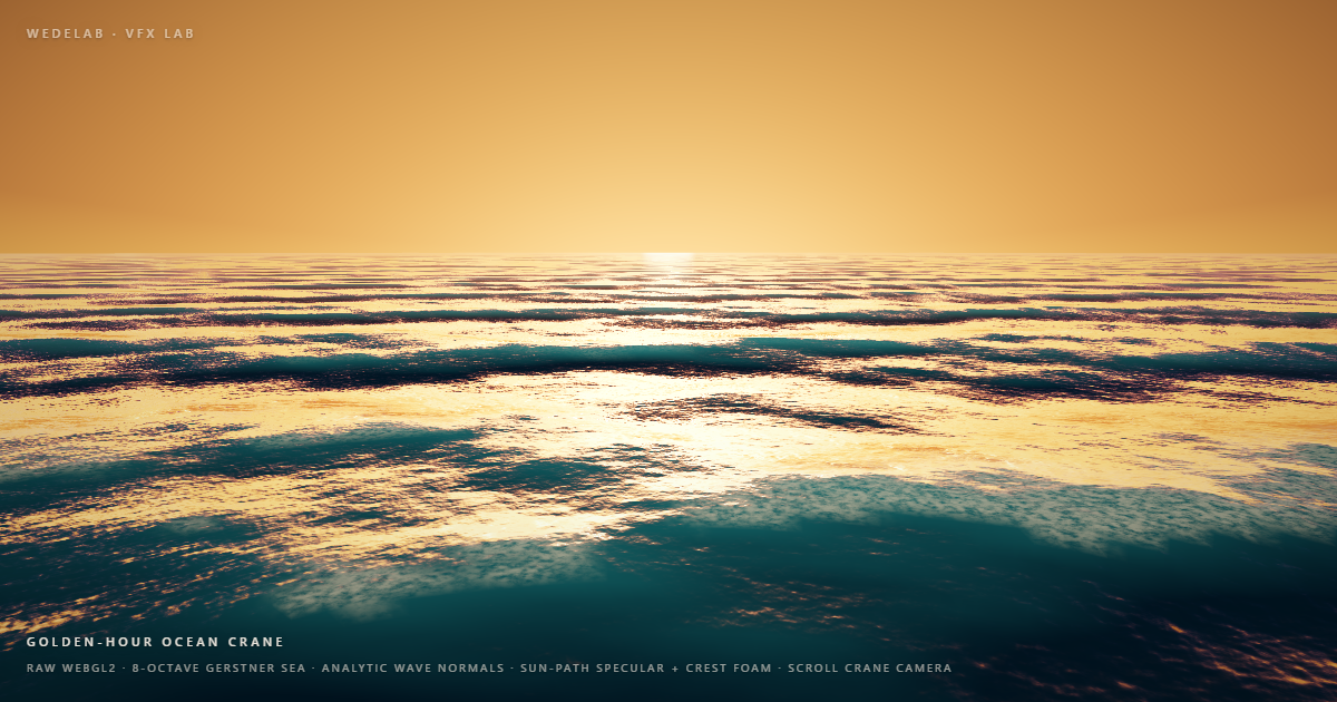 Golden-Hour Ocean Crane